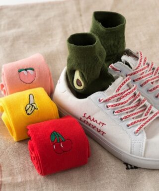 Chaussettes fruits cerise banane pêche et avocat