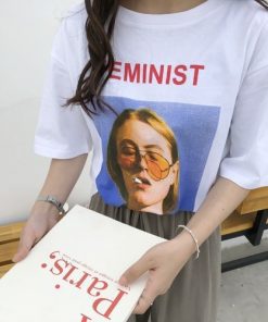 T-shirt feminist blanc style tumblr girl