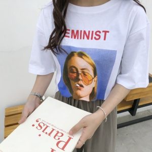 T-shirt feminist blanc style tumblr girl