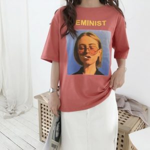 T-shirt feminist pour tumblr girl couleur rouge