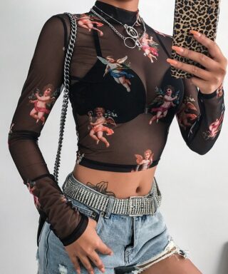 T-shirt ange polyester noir