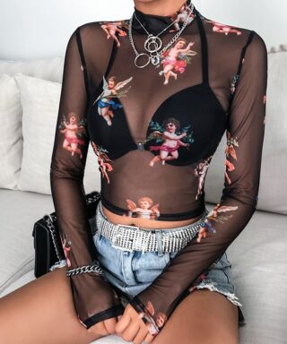 T-shirt ange transparent manches longues