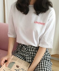 T-shirt pour femme Love and hate blanc