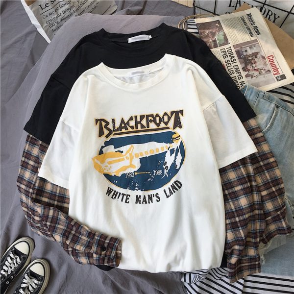 T-shirt grunge et egirl Blackfoot couleur blanc