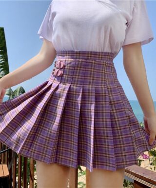 Jupe aesthetic violette à carreaux