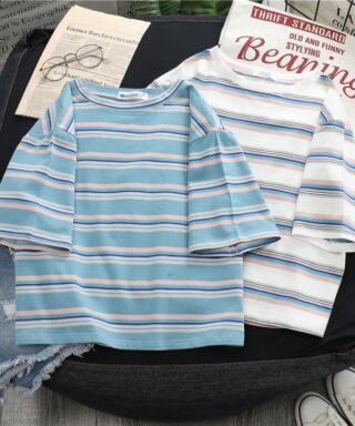 T-shirt kawaii - Lignes roses