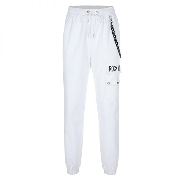 Pantalon streetwear blanc - Rock more