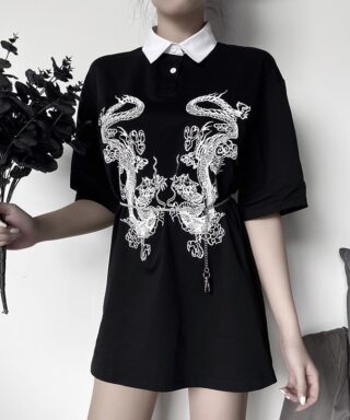 t-shirt long gothique - Double dragon