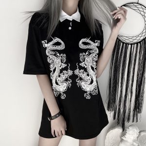 t-shirt long gothique - Double dragon