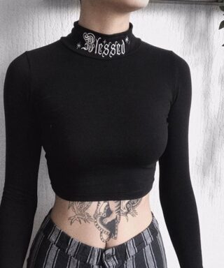 Crop top moulant - Gothique Blessed