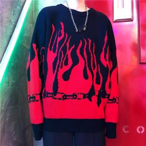Pull en laine Streetwear - Flamme