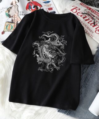T-shirt streetwear noir dragons