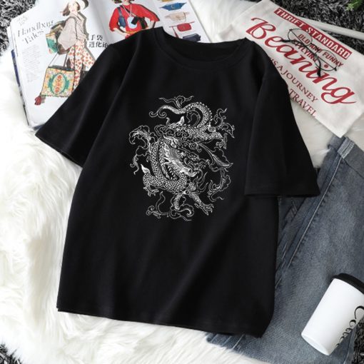 T-shirt streetwear noir dragons