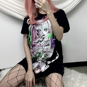 T-shirt long - Gothic girl