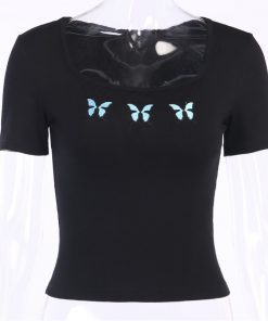 T-shirt noir - Triple papillons