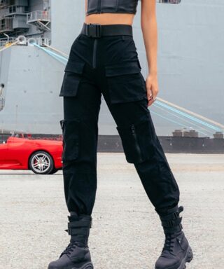 Jogging streetwear noir - Lanière