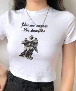 T-shirt tumblr girl blanc - Give me money