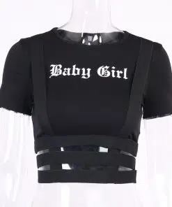 Crop top noir à bretelles - Baby girl