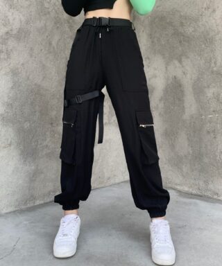 Pantalon gothique à sangle - Large sangle