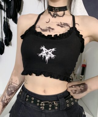 Crop top gothique noir - Pentagramme