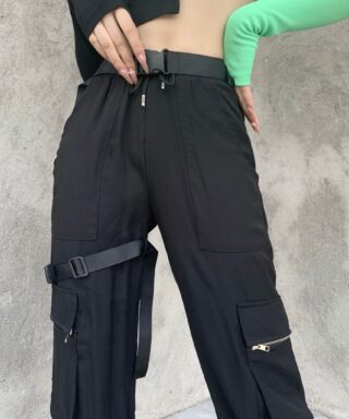 Pantalon gothique à sangle - Large sangle