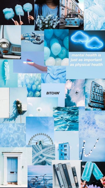 Wallpaper vsco girl collage bleu