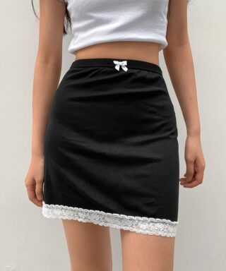 Jupe avec ruban - Lisse